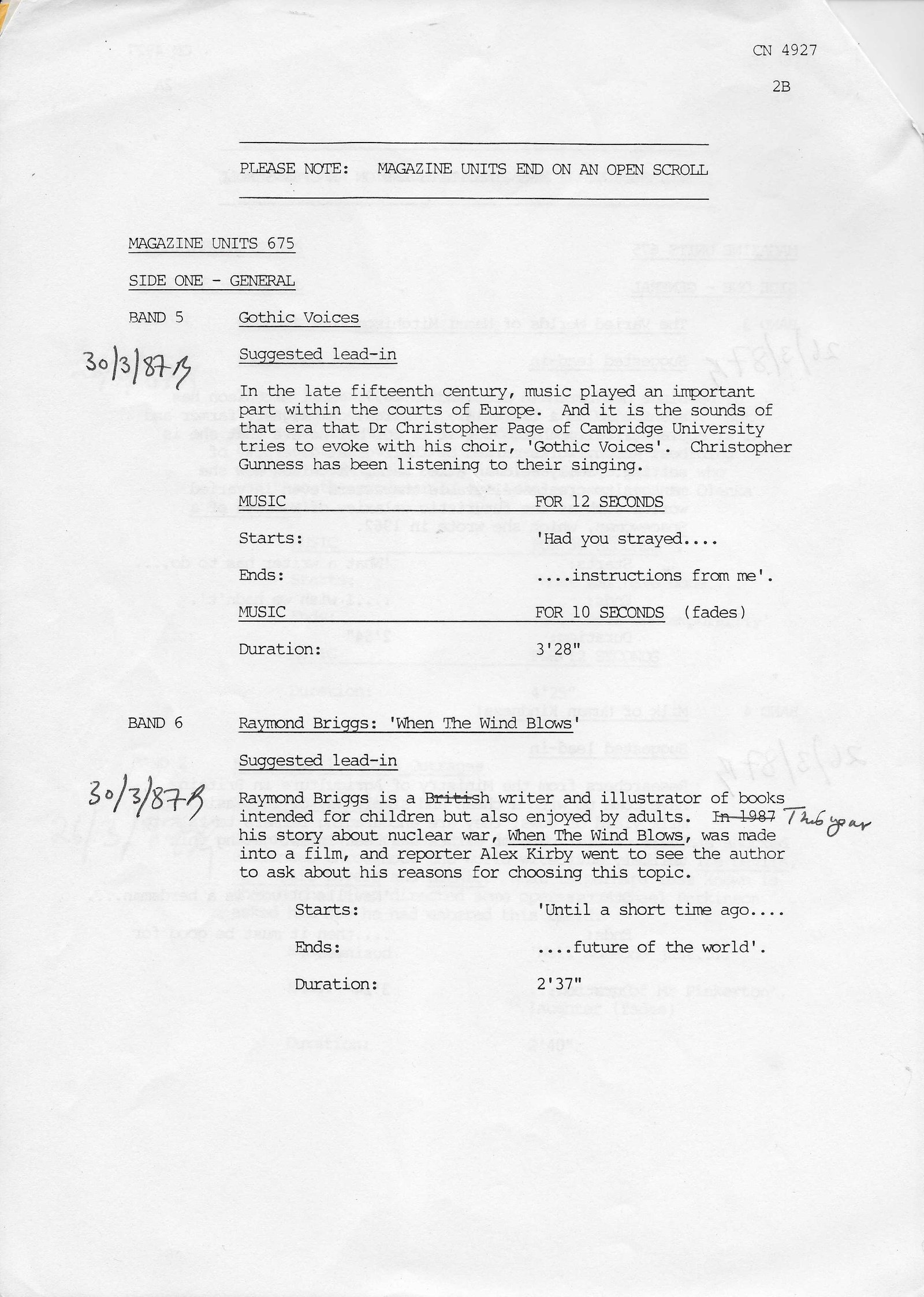 Inserts from CN 4927